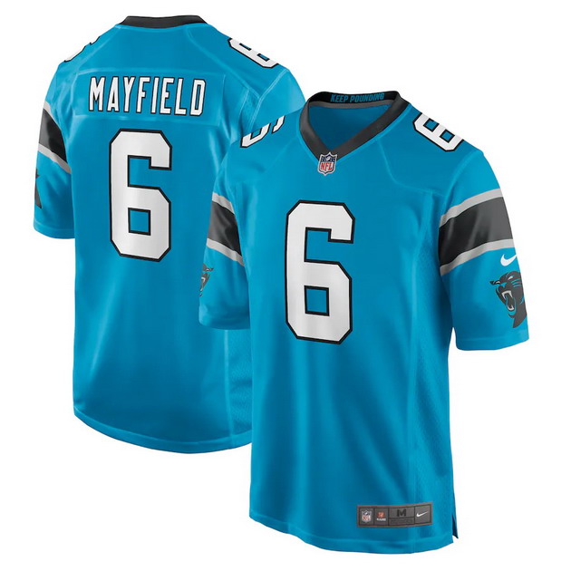 mens nike baker mayfield blue carolina panthers alternate player game jersey